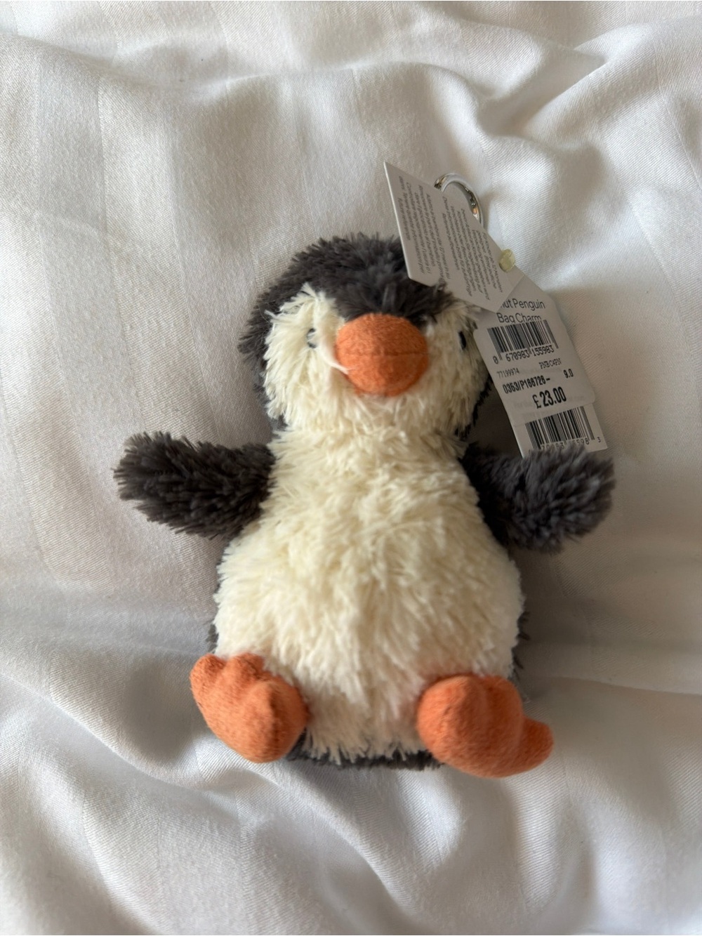 Jellycat Cream & Gray Plush Penguin Pet Toy with Orange Accents